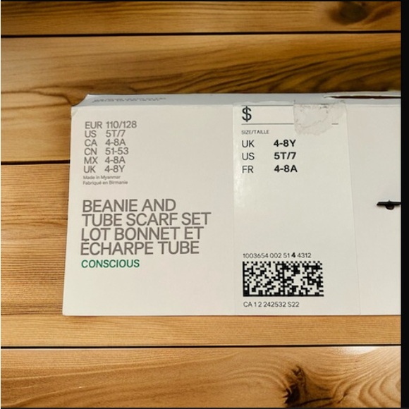 2/$25 NEW H & M Beanie and Tube Scarf Set Conscious 5T/7 Pink Gold Flecks Bow - Picture 4 of 5